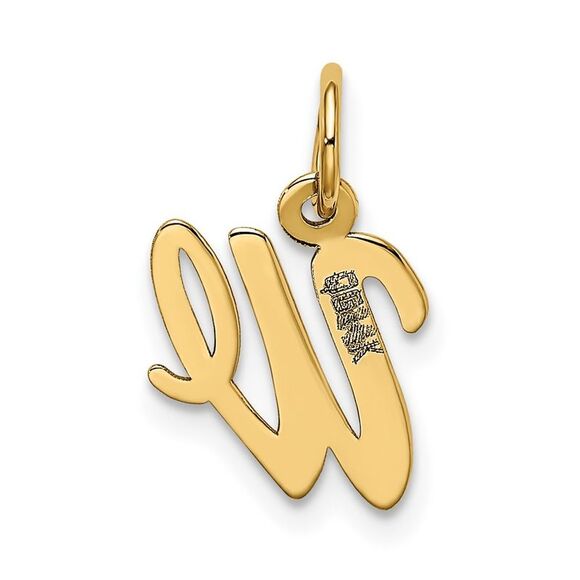 10k Yellow Gold Small Script Initial W Charm - Picture 4 of 4
